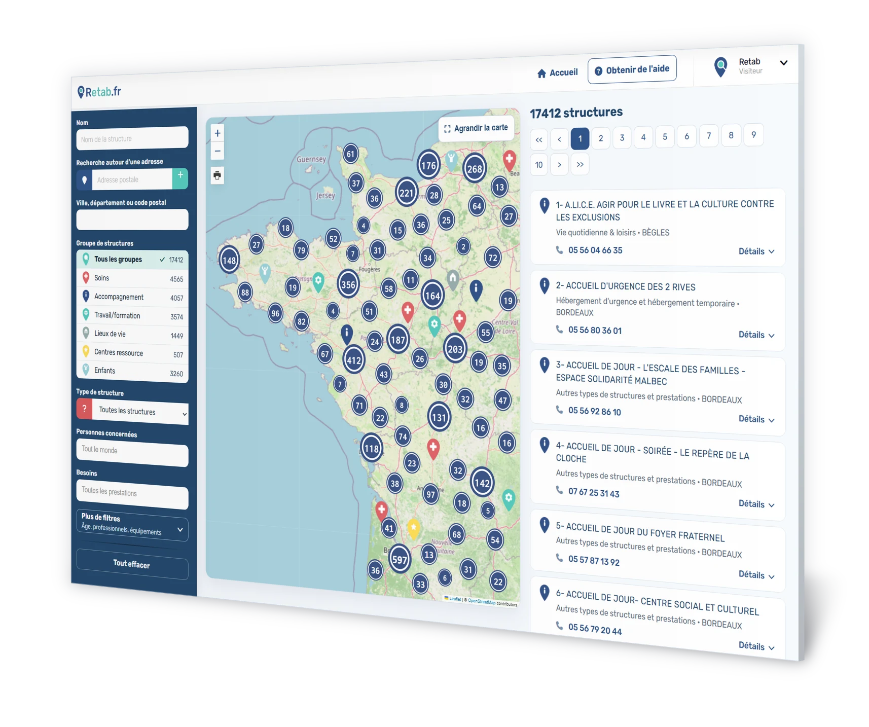 Interface de recherche Retab.fr
